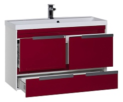 Aquanet Тумба с раковиной "Тиволи 100" бордо – фотография-3