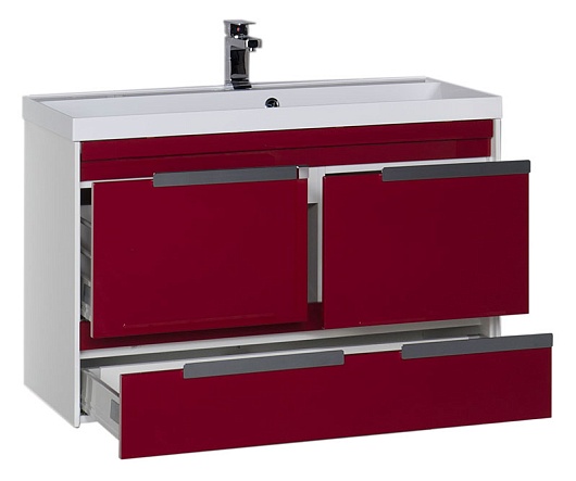 Aquanet Тумба с раковиной "Тиволи 100" бордо – картинка-3