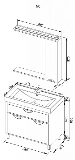 Aquanet Тумба с раковиной "Гретта 90" венге (177068) – картинка-11