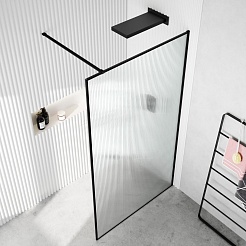 Ceruttispa Душевое ограждение Strip T120 профиль черный стекло гофрированное – фотография-3