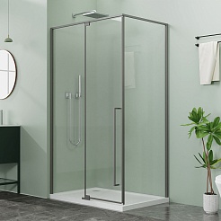 Azario Душевой уголок Male 120/90 стекло прозрачное профиль матовый графит – фотография-2