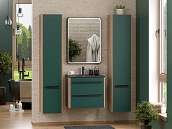 Brevita Шкаф пенал Greenwood 35 L подвесной зеленый матовый/дуб галифакс олово – фотография-5