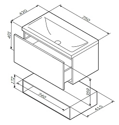 Am.Pm Мебель для ванной Gem 75 глянец белый, с 1 ящиком – фотография-11