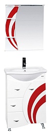 Misty Тумба с раковиной Каролина 60 3 ящика R красное стекло – фотография-2