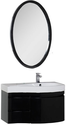 Aquanet Мебель для ванной Сопрано 95 R с ящиком черная (169445) – фото, картинка, фотография-1