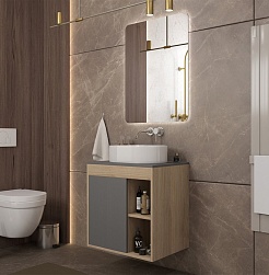 Teymi Тумба под раковину Nura 70 дуб эврика/графит матовый подвесная T60530 – фотография-5