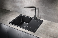 Milacio Мойка кухонная Navarra 65 Cuarzo черная матовая – фотография-3