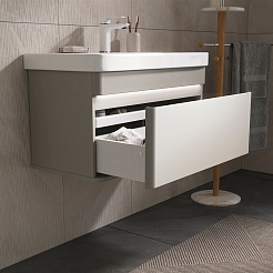 Equil Тумба с раковиной Elegante 80 1 ящик подвесная амарок/белая – фотография-4