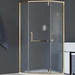 RGW Душевой уголок Hotel HO-084Gb 90x90 профиль золото брашированное стекло матовое сатинат – фотография-1