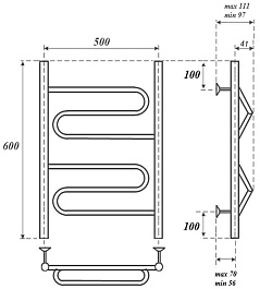 Point Полотенцесушитель водяной П2 500x600 PN01156 хром – фотография-3