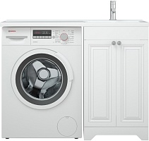 Corozo Тумба с раковиной Леон 110 R под стиральную машину белая