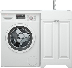 Corozo Тумба с раковиной Леон 110 R под стиральную машину белая – фотография-1