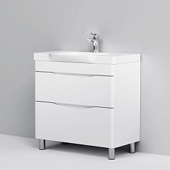 Am.Pm Тумба с раковиной Like 80 белый глянец – фотография-2