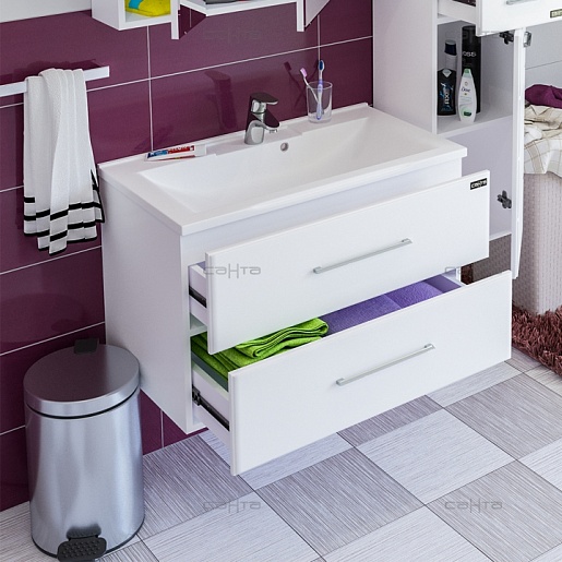 СанТа Тумба для умывальника Омега 80 подвесная – фотография-2