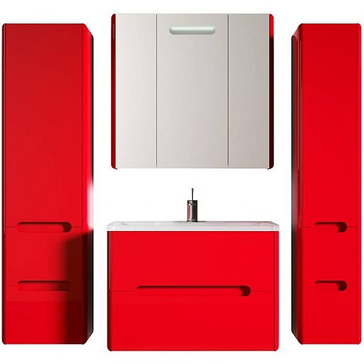 Водолей Тумба с раковиной "Флорена 80" подвесная красная – картинка-5