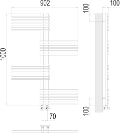 Terminus Полотенцесушитель водяной Европа П20 70x1000 хром – фотография-3