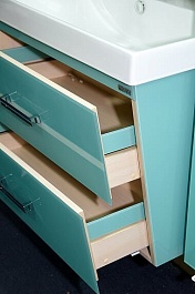 Misty Тумба с раковиной Джулия QVATRO 75 подвесная конус голубая – фотография-5