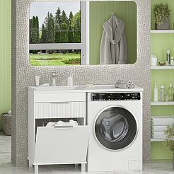 Brevita Мебель для ванной Enfida 120 L Гавана под стиральную машину с б/к белая – фотография-1