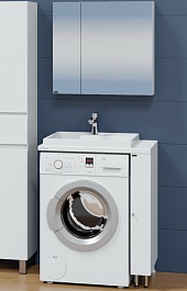 СанТа Мебель для ванной под стиральную машину Луна 75 L белая – фотография-1