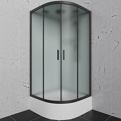 Frank Душевая кабина F409/2 M Black с крышей профиль черный стекло матовое – фотография-1