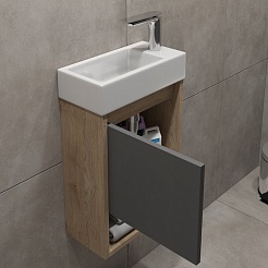 Teymi Тумба с раковиной Nura 37 R подвесная дуб/графит – фотография-6