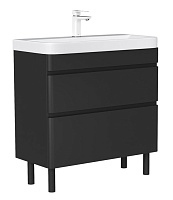 Equil Тумба с раковиной Eltoro 80 2 ящика напольная черный софт