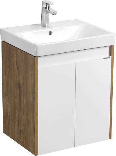 Акватон Тумба с раковиной Сканди Doors 55 белая/дуб рустикальный – фотография-2