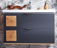 Бриклаер Тумба для умывальника Форест 100 дуб золотой/антрацит – фотография-1