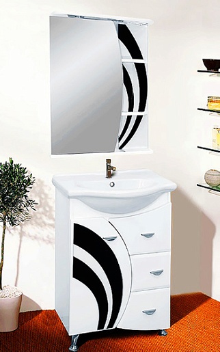 Misty Зеркальный шкаф Каролина 60 L черное стекло – фотография-2