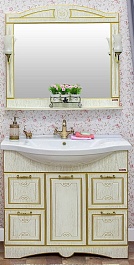 Sanflor Мебель для ванной Адель 100 белая, патина золото – фотография-1