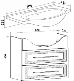 Runo Мебель для ванной Дублин 70 подвесная дуб/белая – фотография-11