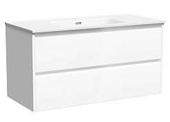 Sancos Тумба с раковиной Libra 100 белый глянец раковина Element 101 CN7003 – фотография-1