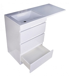 Style Line Тумба с раковиной Даллас 120 Люкс L 3 ящ., белая – фотография-5