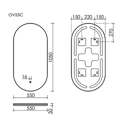 Sancos Зеркало Oval 55/105 с фоновой подсветкой OV55C – фотография-3
