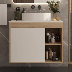 Teymi Тумба с раковиной Nura 80 Lori 50 подвесная дуб/белый – фотография-2