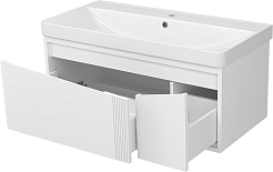 Brevita Тумба с раковиной Cascade 100 подвесная белая – фотография-7