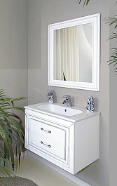 Атолл Тумба с раковиной Валери 80 белая/серебро – фотография-2