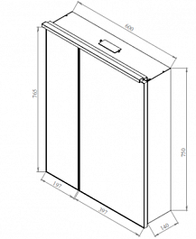 De Aqua Зеркало-шкаф для ванной Алюминиум 60 (AL 502 060 G) золото – фотография-2