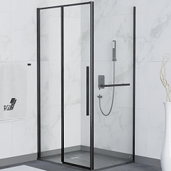 RGW Душевой уголок Stilvoll SV-42-1B (SV-12B + Z-060-2B) 120x100 профиль черный стекло прозрачное – фотография-1