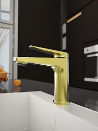 Tokito Смеситель для раковины KIN брашированное золото TOK-KIN-1011 – фотография-2