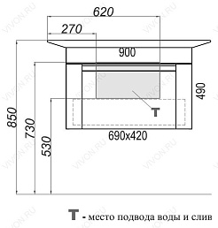 Aqwella Тумба с раковиной Simphony Т7/1 дуб сонома – фотография-5
