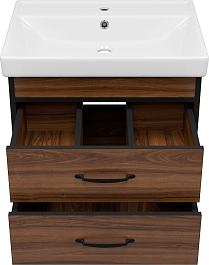 Misty Тумба с раковиной Кедр 60 подвесная орех/черная – фотография-3