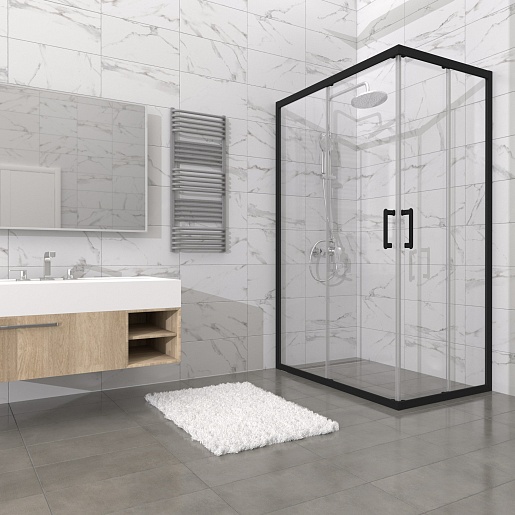 Triton Душевой уголок Фикс-Блэк 120х80 стекло прозрачное профиль черный матовый – картинка-7