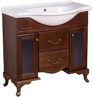 Bas Тумба под раковину Берта 85, орех, вставки стекло