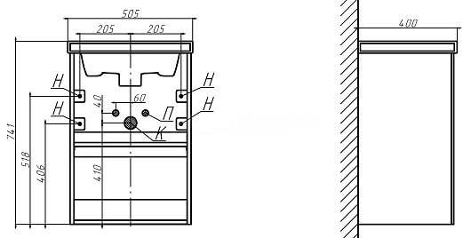 Velvex Тумба с раковиной Klaufs 50.2D белая – фотография-8