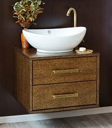 Sanflor Тумба для умывальника Румба 60/2 с ящиками, венге, патина золото – фотография-1