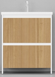 Velvex Мебель для ванной напольная Klaufs 70 белая/дерево, 2 ящика – фотография-2