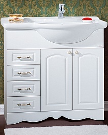 Бриклаер Тумба с раковиной Анна 90 белая R – фотография-1