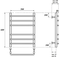Point Полотенцесушитель электрический Нептун П6 500x600 PN09156E хром – фотография-4
