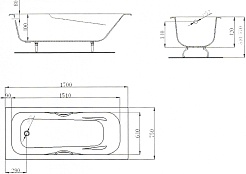 Maroni Ванна чугунная Colombo 1700x750 с ручками (445970) – фотография-2